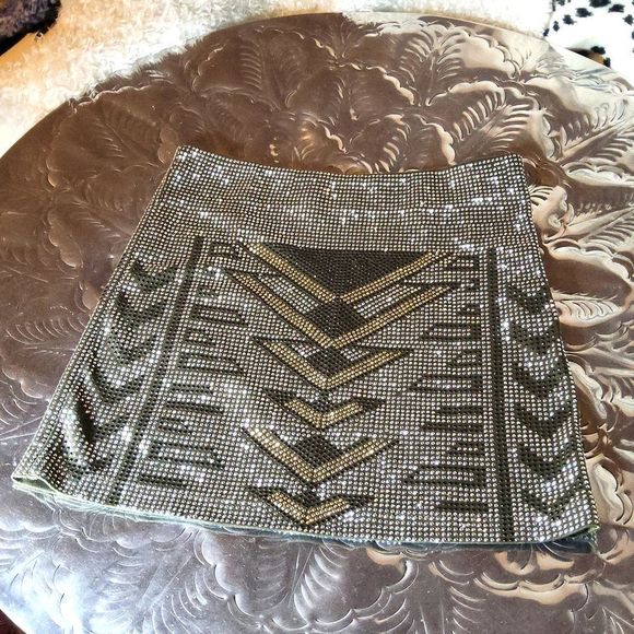 Annalee Dresses & Skirts - Womens beaded mini skirt, olive soft material underneath,  it's so gorgeous, !